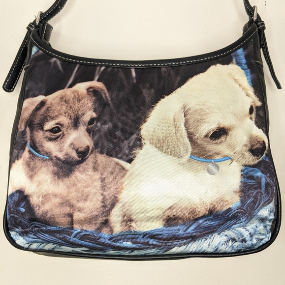 Y2K Black Vinyl Chihuahua Puppies/Rhinestones Preppy/Y2K Shoulder Bag - Picture 4 of 11